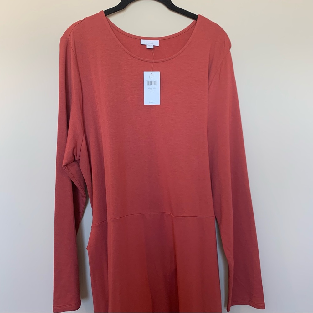 NWT J Jill-PureJill Dress XL in Brick Red Long Sleeve